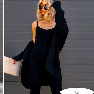 Vici dollars knit cardigan and jumpsuit